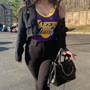 Fashion Nova NBA Foul Ball Lakers Bodysuit - Purple (Size Medium)